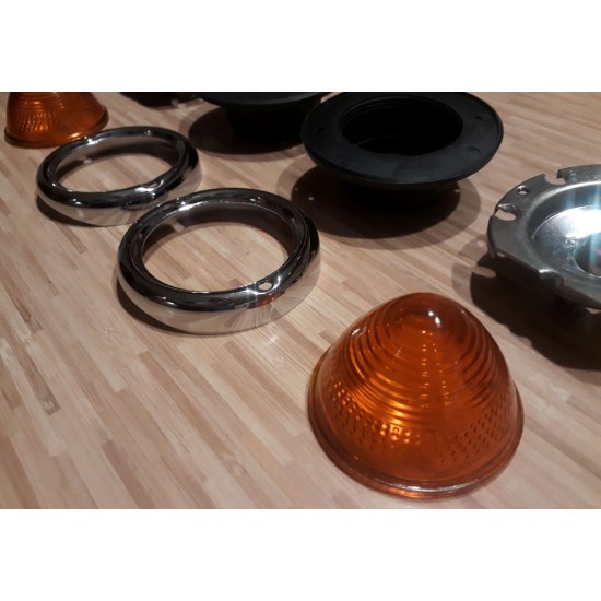 GLASS Indicator caps Set with socket / chrome ring