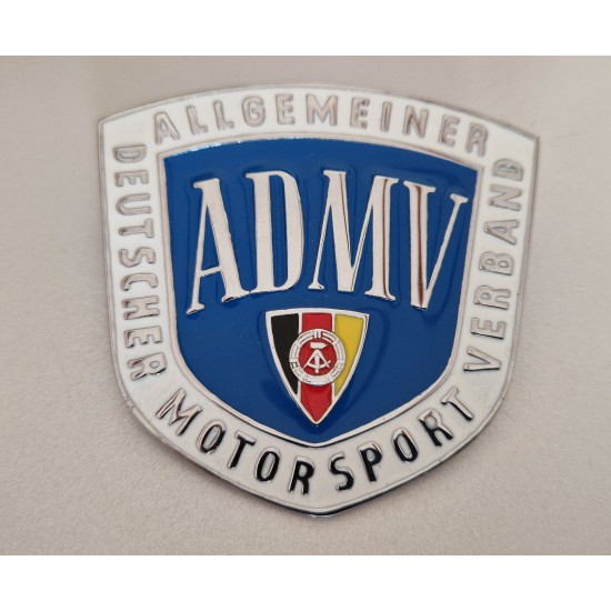 Badge ADMV 7x7cm with wreath of ears, chromed